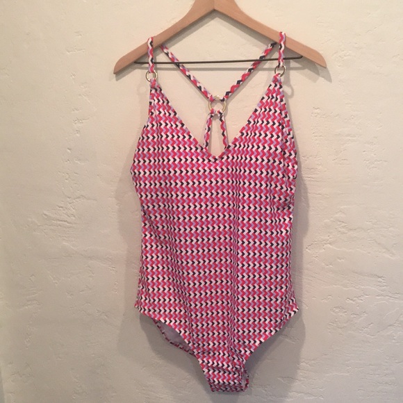 Kona Sol Multicolor One Piece V- Neck Swimsuit NWT XL - Picture 6 of 12